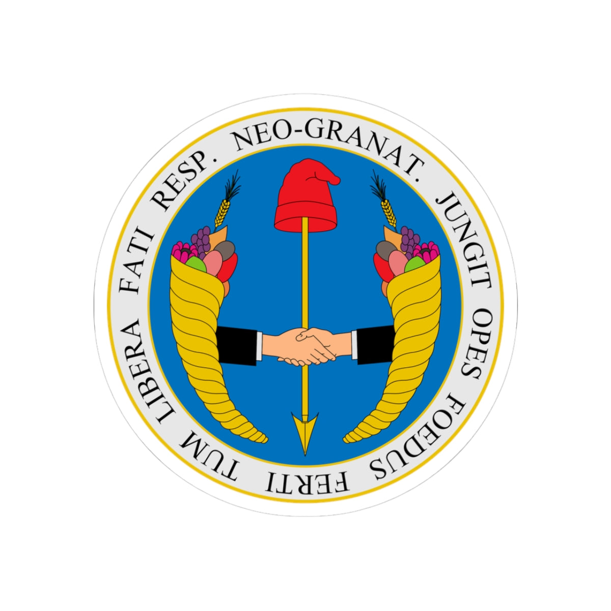 Coat of arms of United Provinces of New Granada - STICKER Vinyl Kiss-Cut Decal