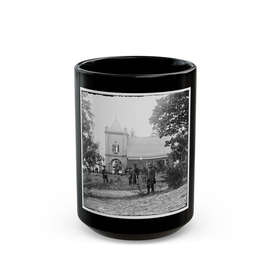 White House Landing, Va., Vicinity. St. Peter's Church, With Federal Soldiers (U.S. Civil War) Black Coffee Mug