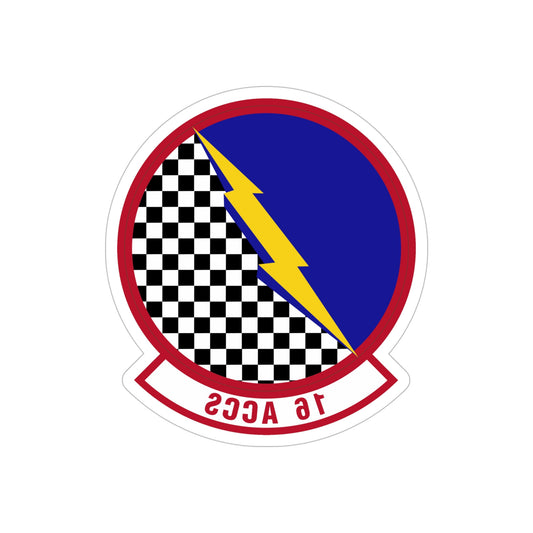 16 Airborne Command and Control Squadron ACC (U.S. Air Force) REVERSE PRINT Transparent STICKER-6" × 6"-The Sticker Space
