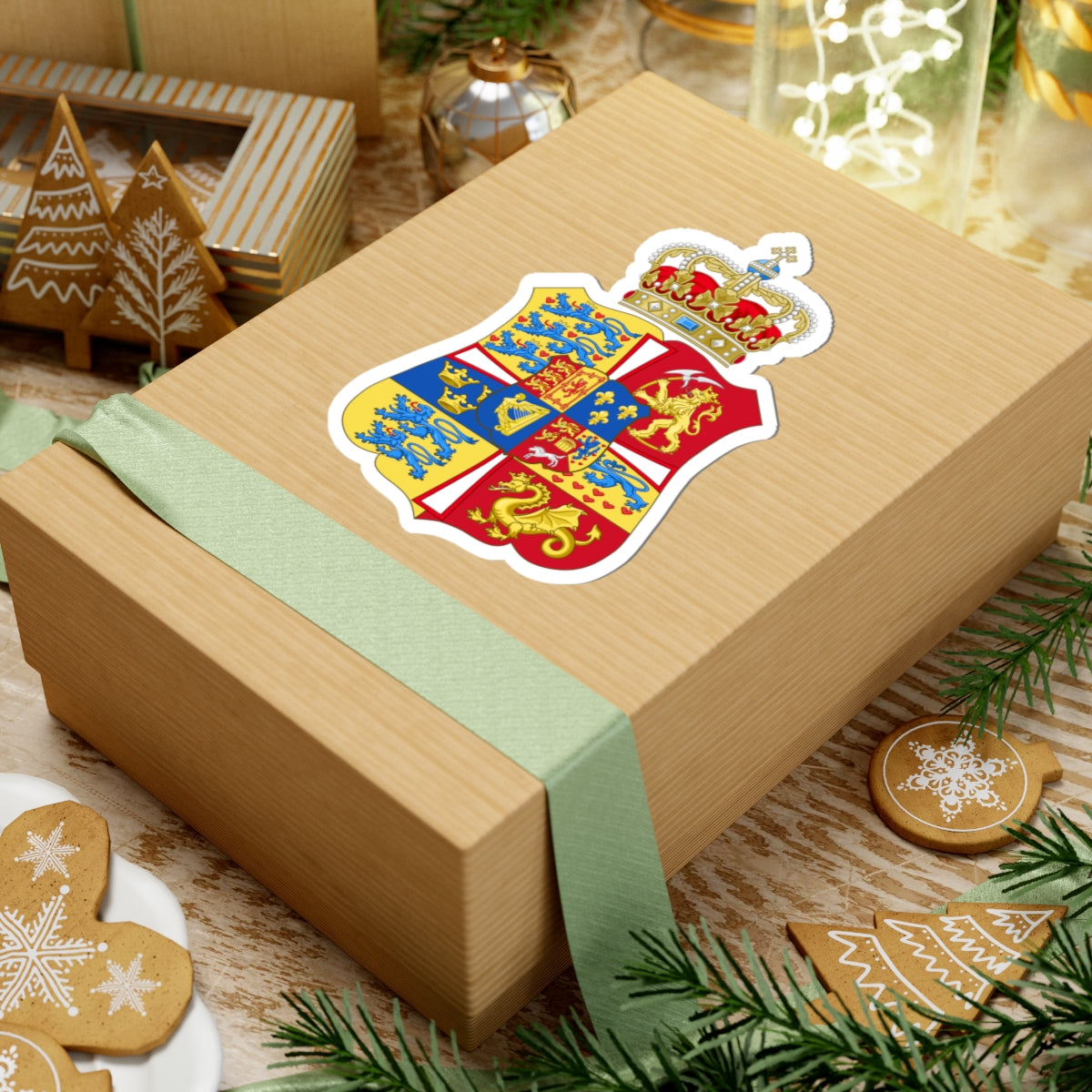 Armoiries de Louise et Caroline Mathilde de Grande Bretagne reine Danemark et Norvège (Denmark) (Coat of Arms) STICKER Vinyl Kiss-Cut Decal