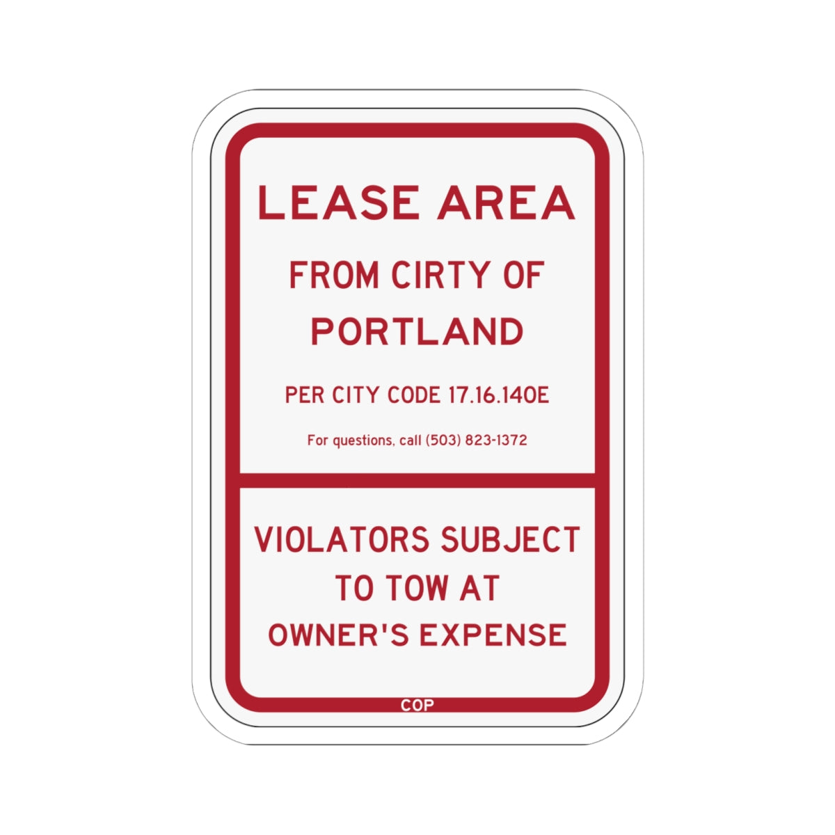 PBOT Road sign P4492 (Oregon) (Road Sign) STICKER Vinyl Kiss-Cut Decal
