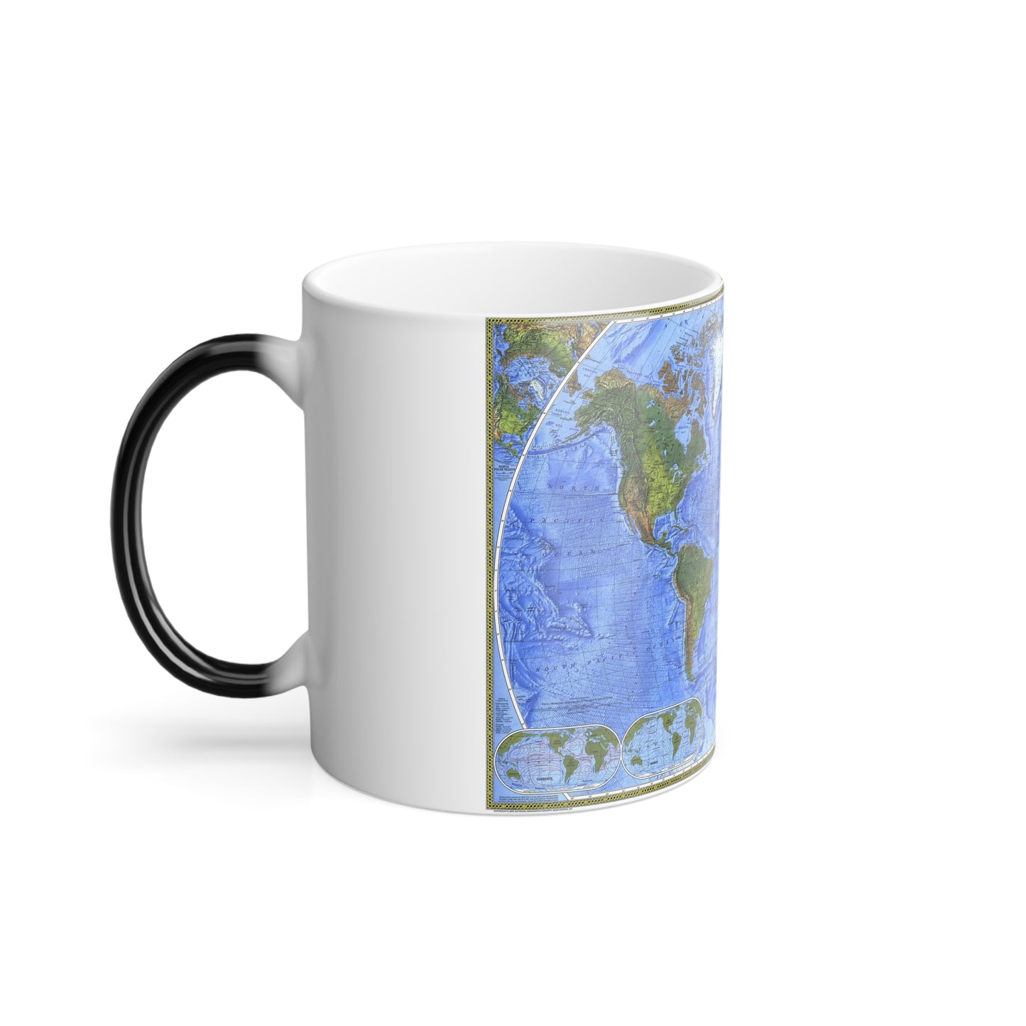 World Map - The Physical World (1975) (Map) Color Changing Mug 11oz-11oz-The Sticker Space