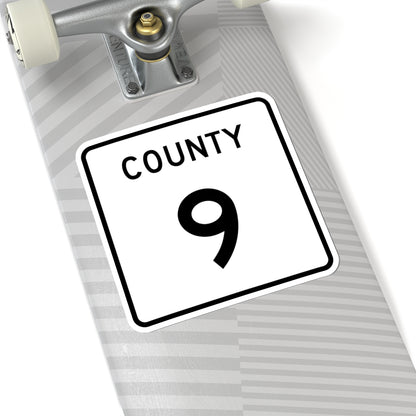 County 9 square (Minnesota) (Road Sign) STICKER Vinyl Kiss-Cut Decal
