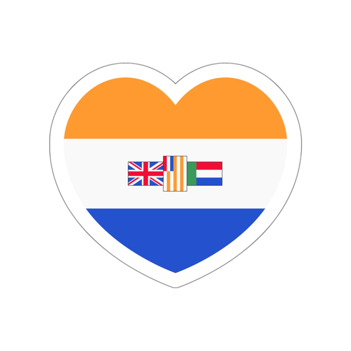 Heart Flag of South Africa 1982-1994 - STICKER Vinyl Die-Cut Decal