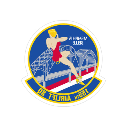 155 Airlift Squadron (U.S. Air Force) REVERSE PRINT Transparent STICKER-2" × 2"-The Sticker Space