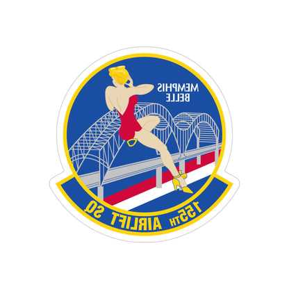 155 Airlift Squadron (U.S. Air Force) REVERSE PRINT Transparent STICKER-4" × 4"-The Sticker Space