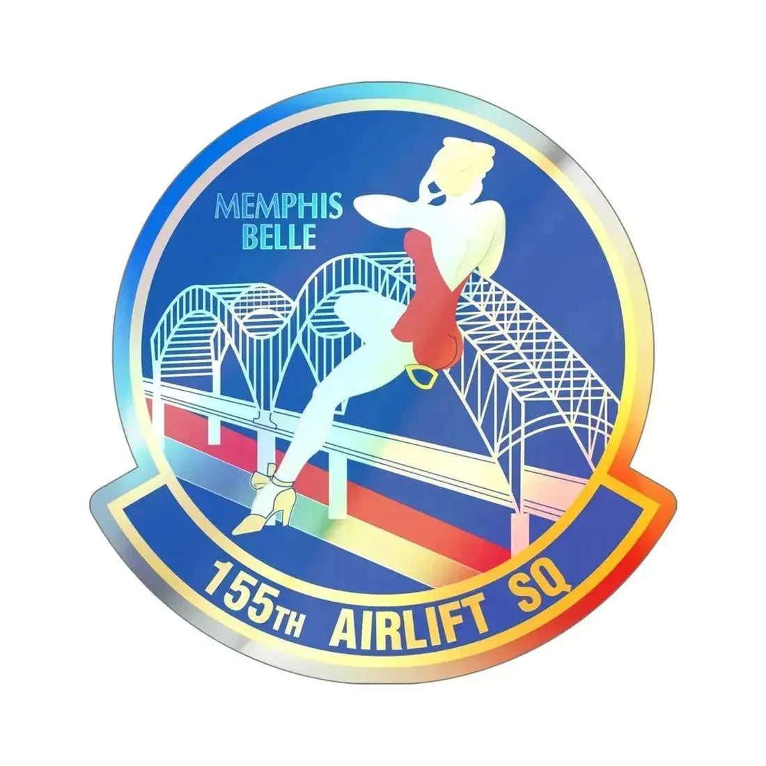 155 Airlift Squadron (U.S. Air Force) Holographic STICKER Die-Cut Vinyl Decal 5 Inch Holographic - The Sticker Space
