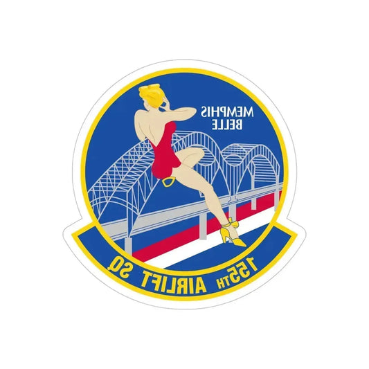 155 Airlift Squadron (U.S. Air Force) REVERSE PRINT Transparent Die-Cut STICKER 6 Inch Die-Cut Transparent - The Sticker Space