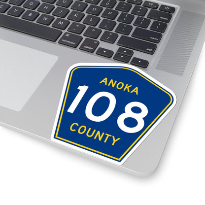 Anoka County 108 (Minnesota) (Road Sign) STICKER Vinyl Kiss-Cut Decal