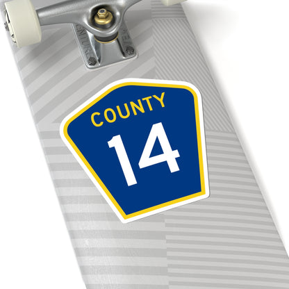 County 14 MN (Minnesota) (Road Sign) STICKER Vinyl Kiss-Cut Decal