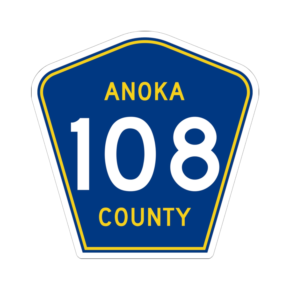 Anoka County 108 (Minnesota) (Road Sign) STICKER Vinyl Kiss-Cut Decal