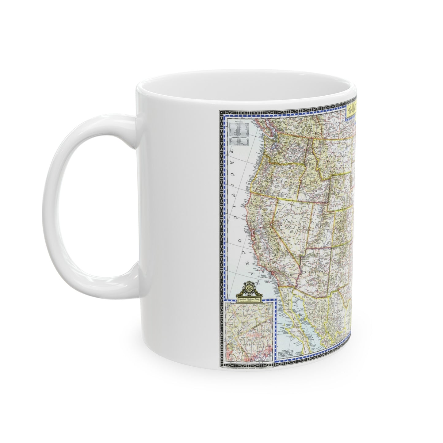 USA - The United States (1946) (Map) White Coffee Mug-The Sticker Space