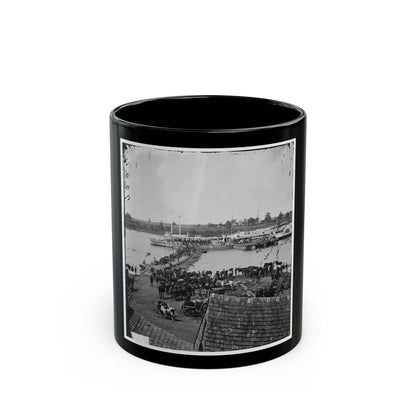 Port Royal, Va. Transports Being Loaded From A Pontoon Bridge During The Evacuation (U.S. Civil War) Black Coffee Mug