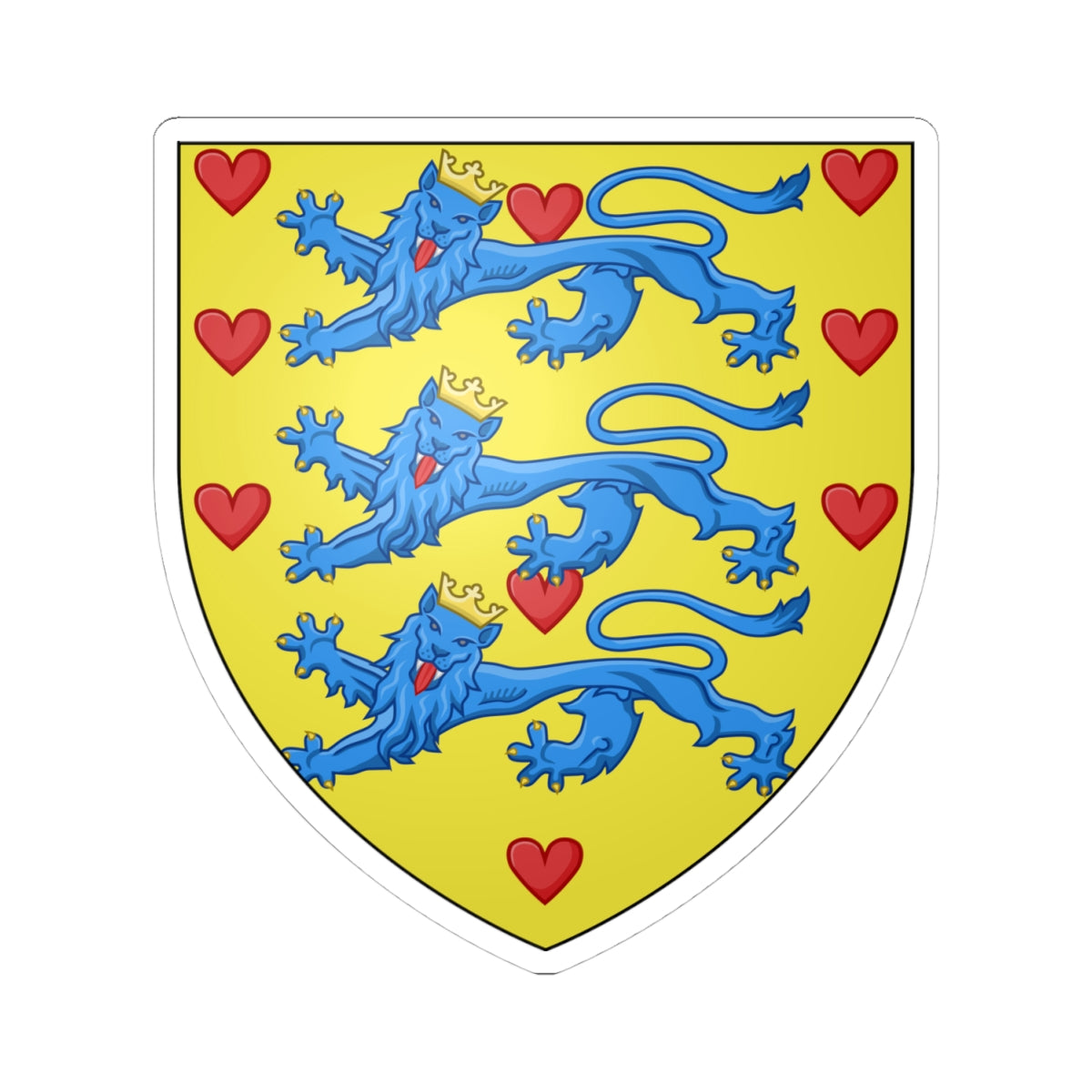 Ancien blason Danemark (Denmark) (Coat of Arms) STICKER Vinyl Kiss-Cut Decal