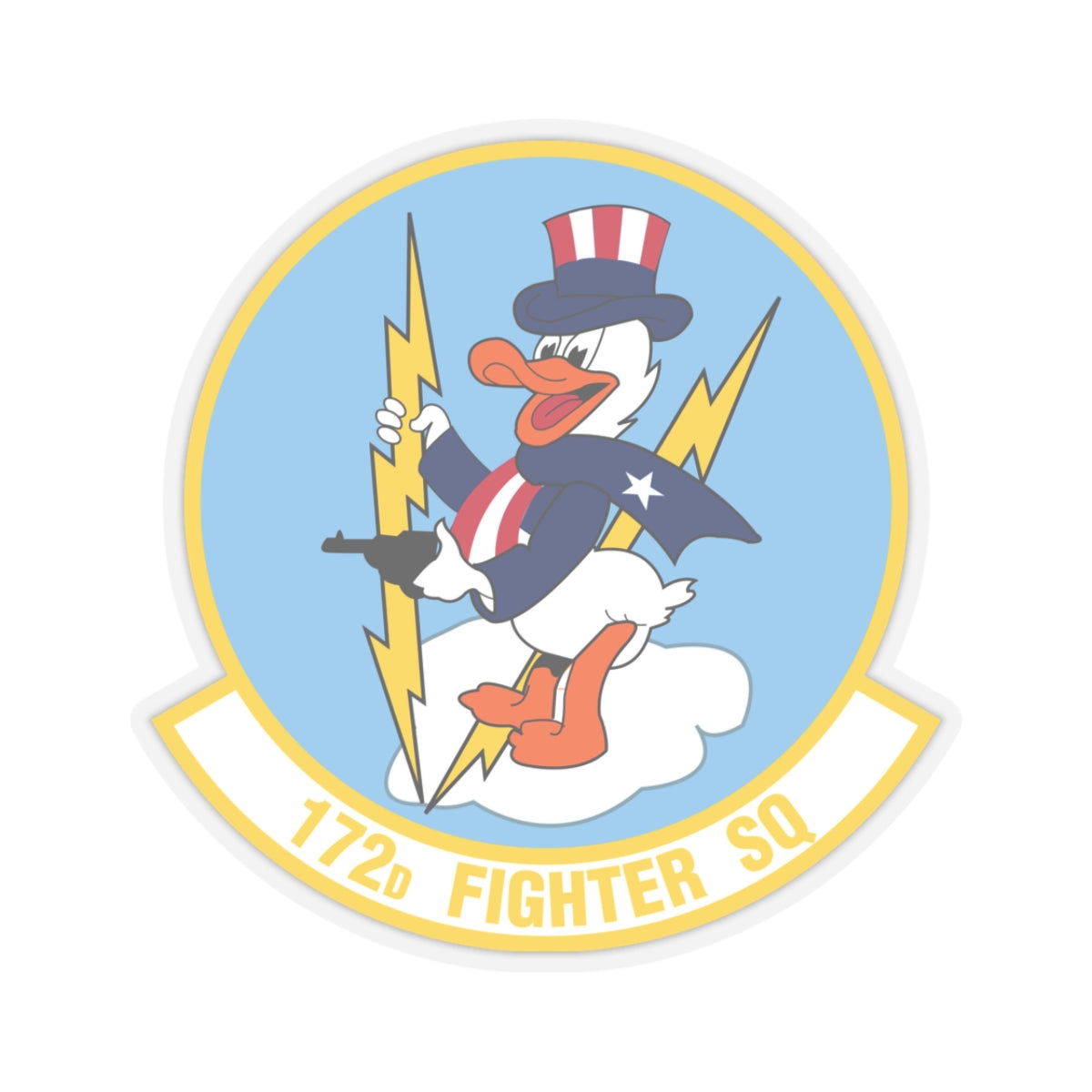 172 Fighter Squadron (U.S. Air Force) STICKER Vinyl Kiss-Cut Decal-3" × 3"-Transparent-The Sticker Space