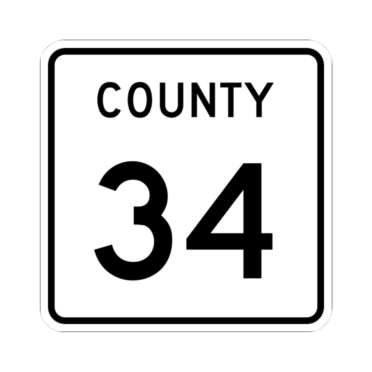 County 34 square (Minnesota) (Road Sign) STICKER Vinyl Kiss-Cut Decal