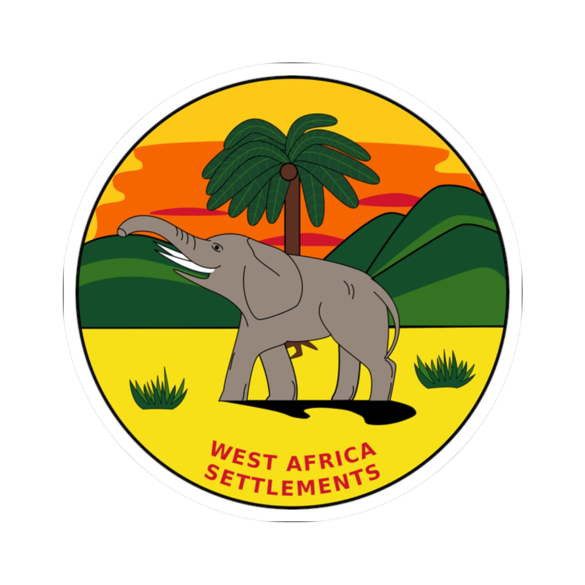 Badge of the British West Africa Settlements 1870-1888 (Ghana) (Coat of Arms) STICKER Vinyl Kiss-Cut Decal