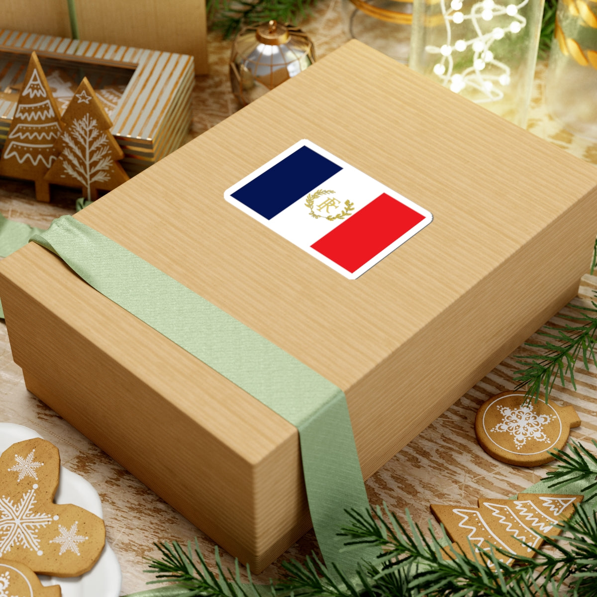 Flag of France with RF (France) STICKER Vinyl Kiss-Cut Decal