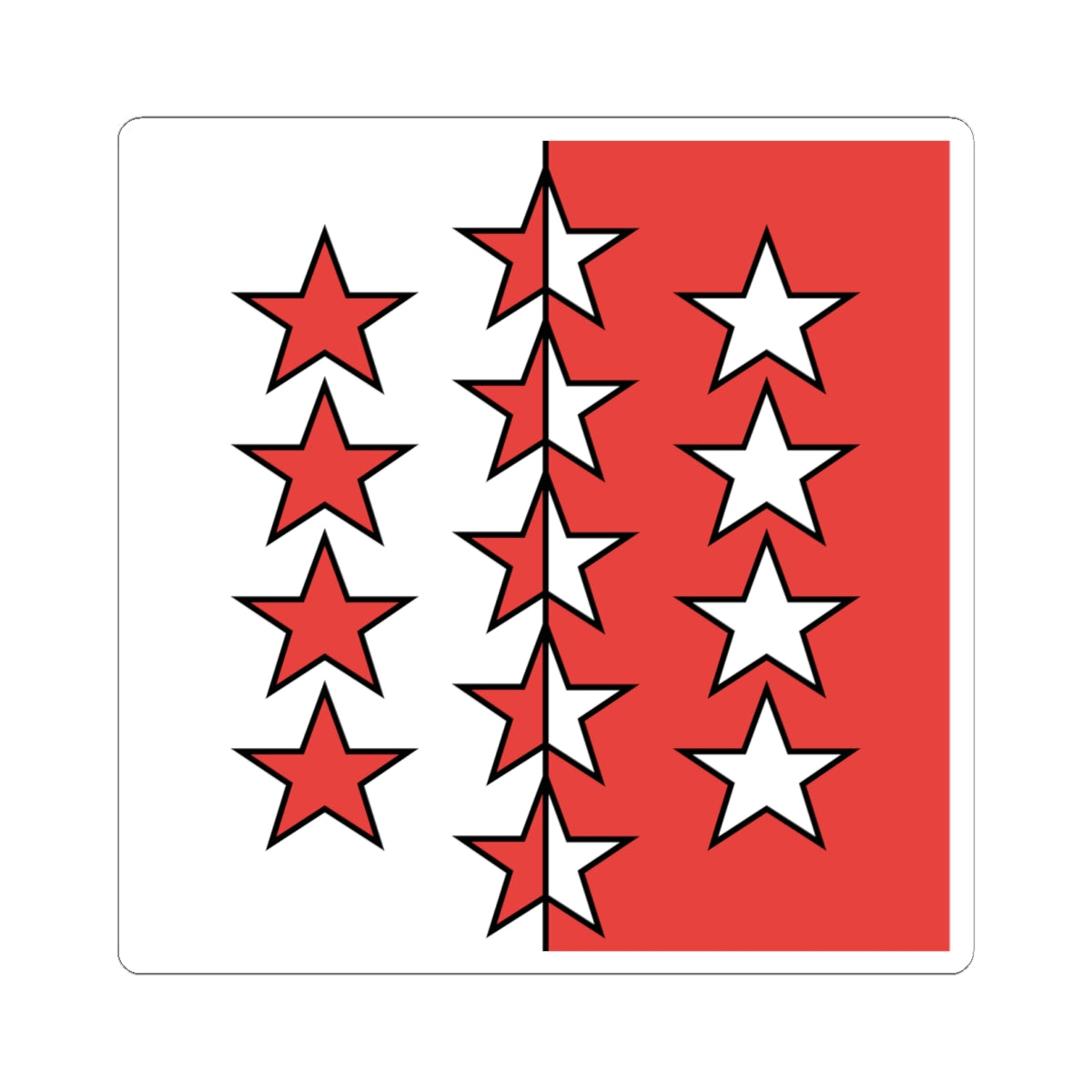 Flag of Canton of Valais (Switzerland) STICKER Vinyl Kiss-Cut Decal