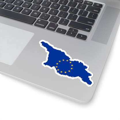 Flag map of Georgia European Union (Georgia) STICKER Vinyl Kiss-Cut Decal