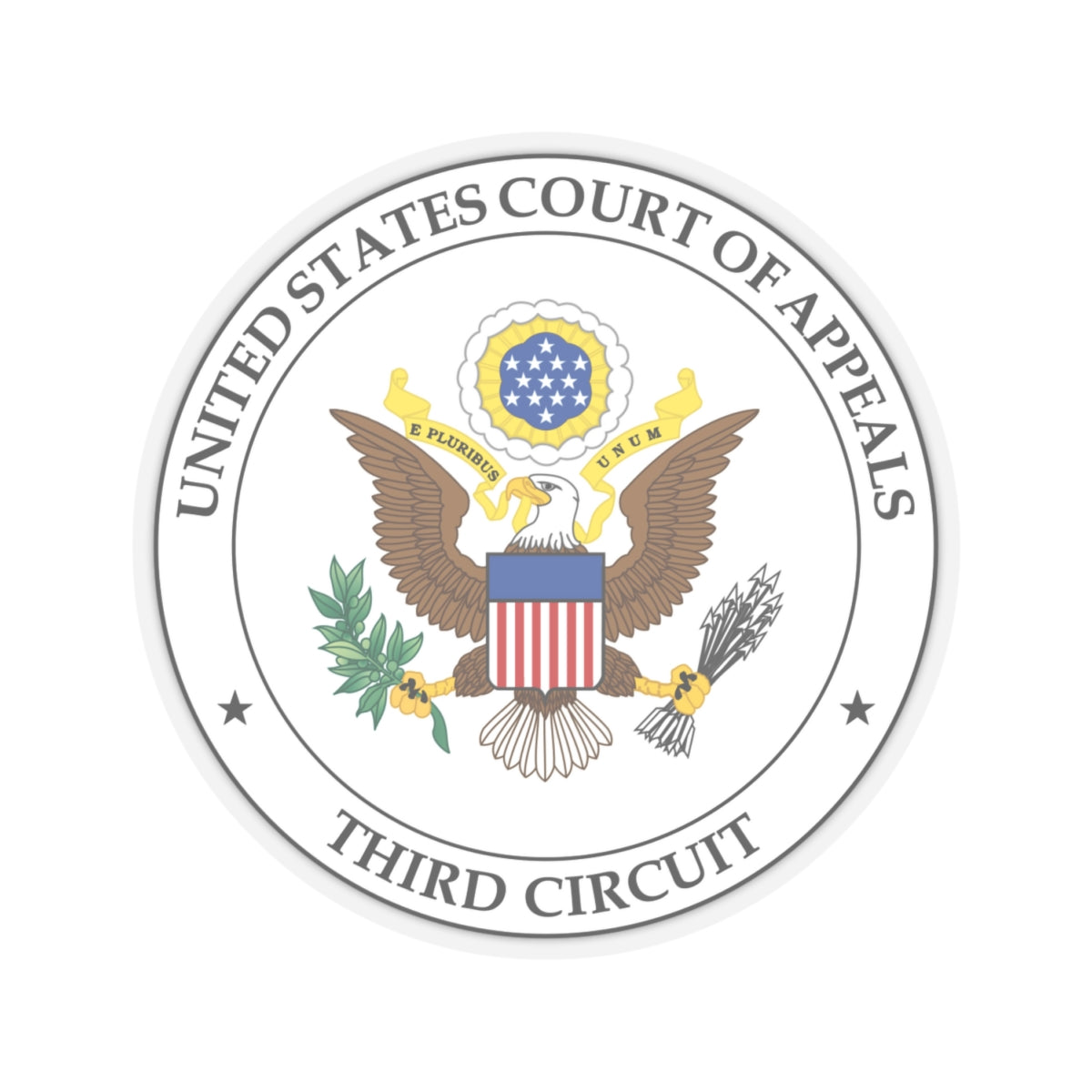 Seal of the United States Court of Appeals for the Third Circuit - STICKER Vinyl Kiss-Cut Decal