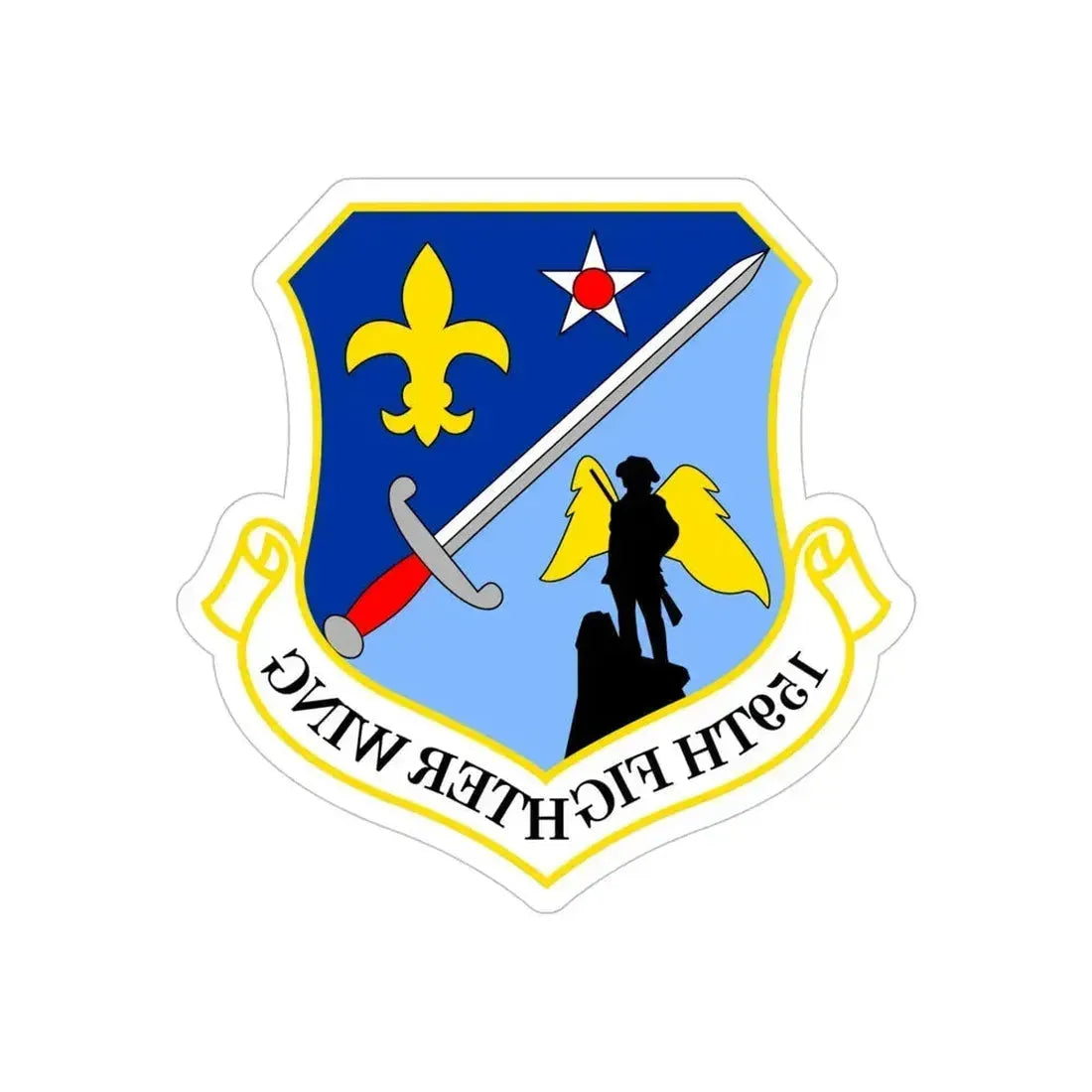 159th Fighter Wing (U.S. Air Force) REVERSE PRINT Transparent Die-Cut STICKER 5 Inch Die-Cut Transparent - The Sticker Space