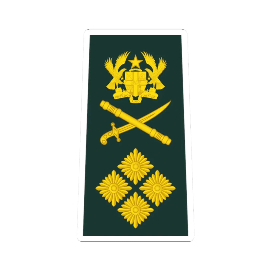 16 Ghana Army GEN (Ghana) (Military Rank) STICKER Vinyl Kiss-Cut Decal 2 Inch White - The Sticker Space