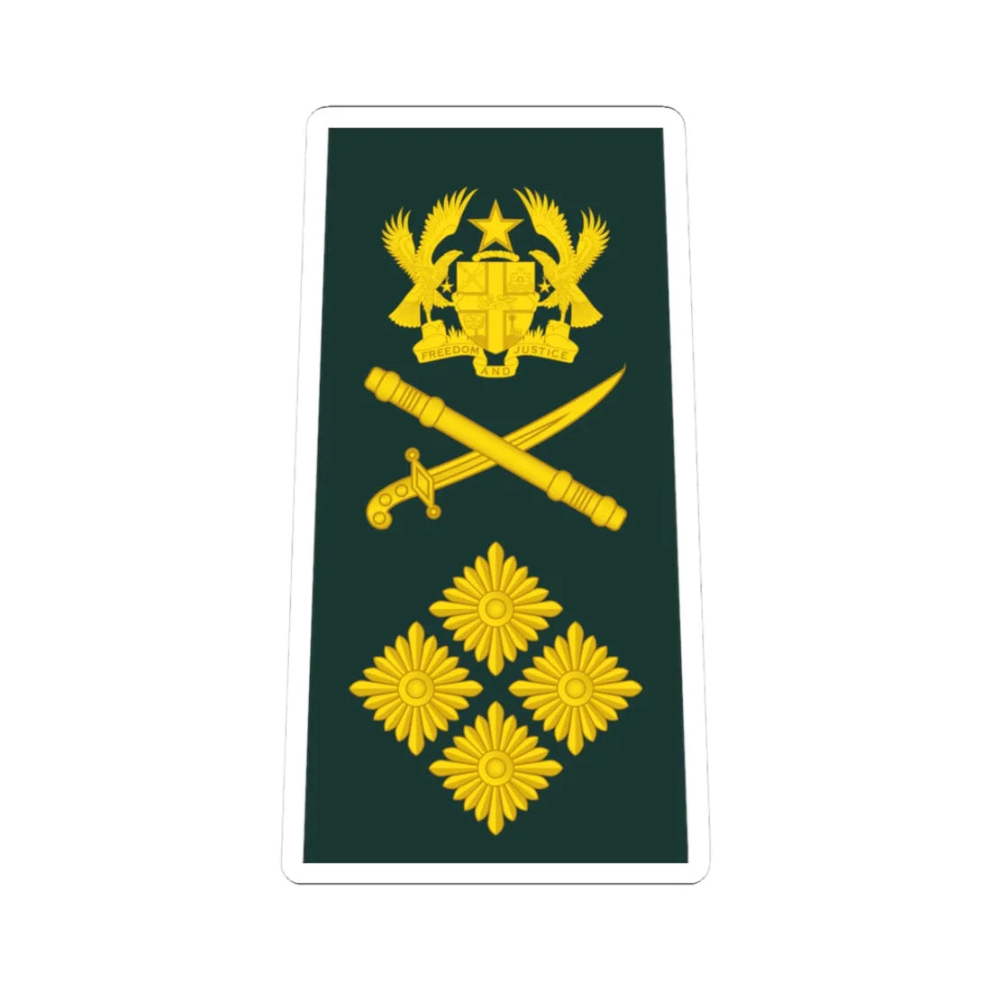 16 Ghana Army GEN (Ghana) (Military Rank) STICKER Vinyl Kiss-Cut Decal 3 Inch White - The Sticker Space