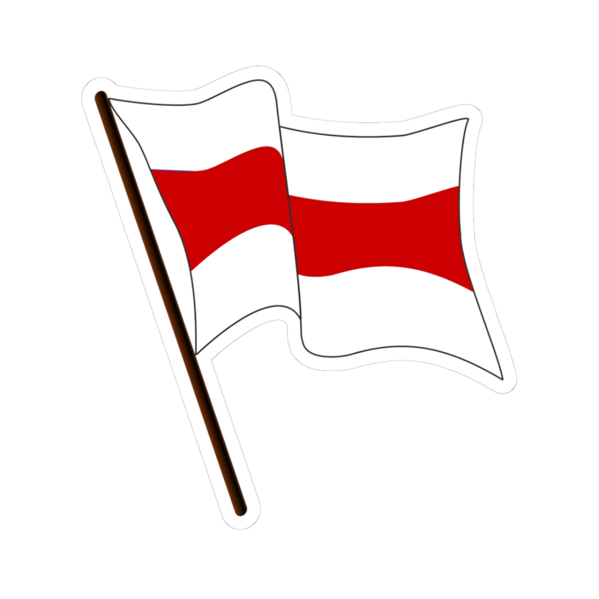 Belarus White Red White Waving Flag Icon (Belarus) STICKER Vinyl Kiss-Cut Decal