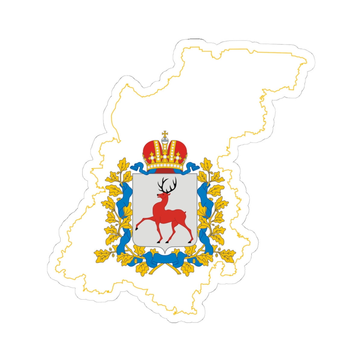 Flag-map of Nizhny Novgorod Oblast (Russia) STICKER Vinyl Kiss-Cut Decal
