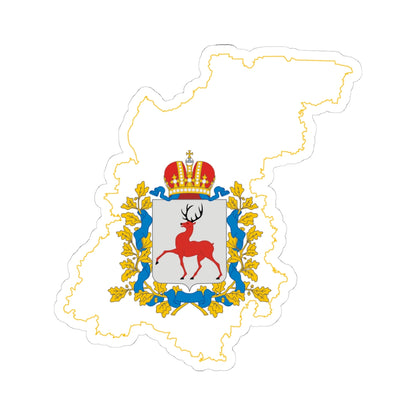 Flag-map of Nizhny Novgorod Oblast (Russia) STICKER Vinyl Kiss-Cut Decal