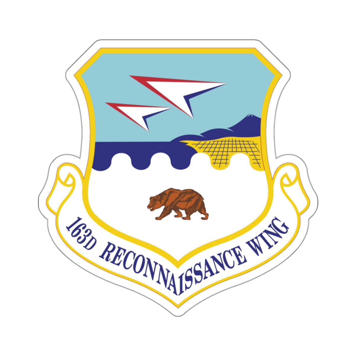 163d Reconnaissance Wing (U.S. Air Force) STICKER Vinyl Kiss-Cut Decal-3" × 3"-White-The Sticker Space