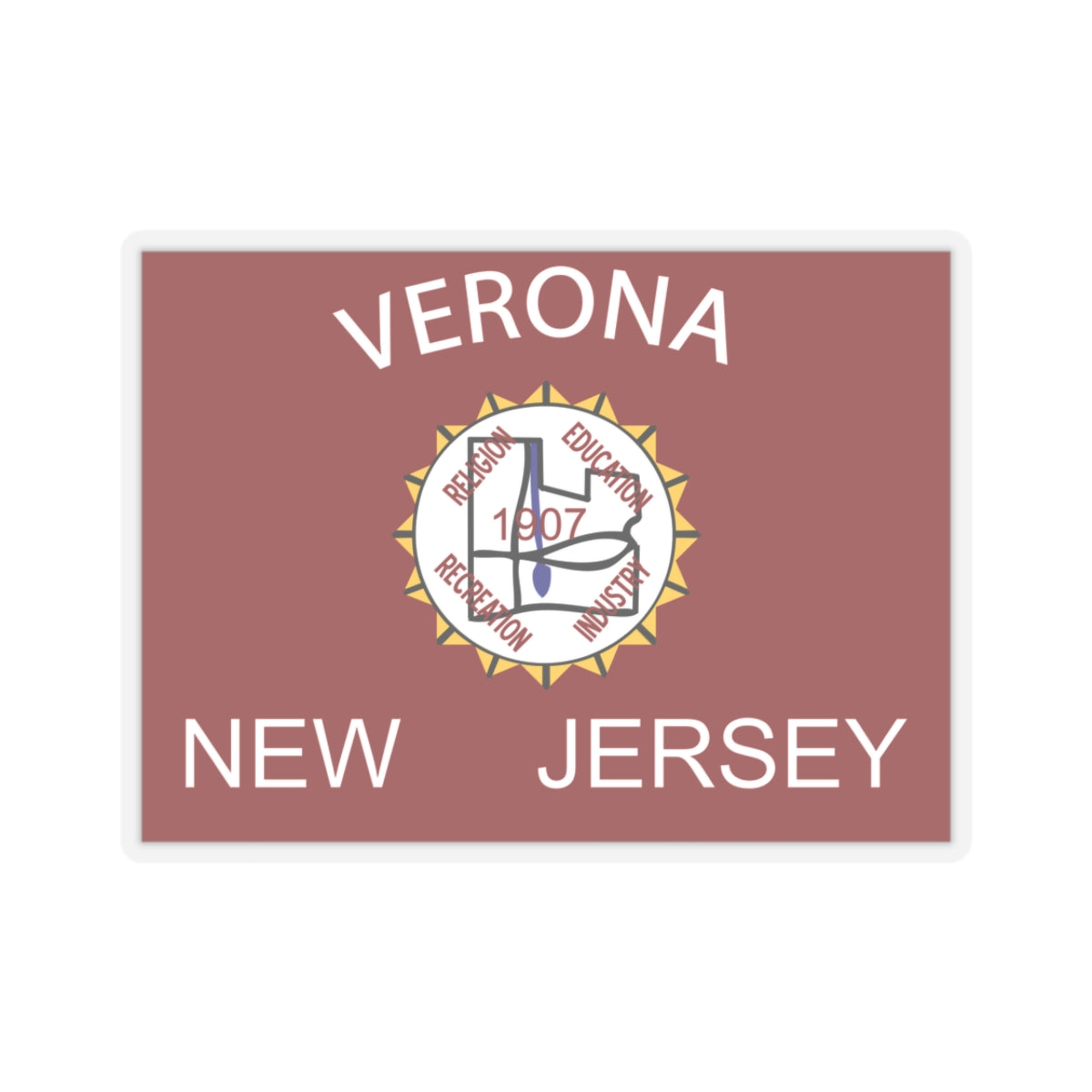 Flag of Verona, New Jersey - STICKER Vinyl Kiss-Cut Decal