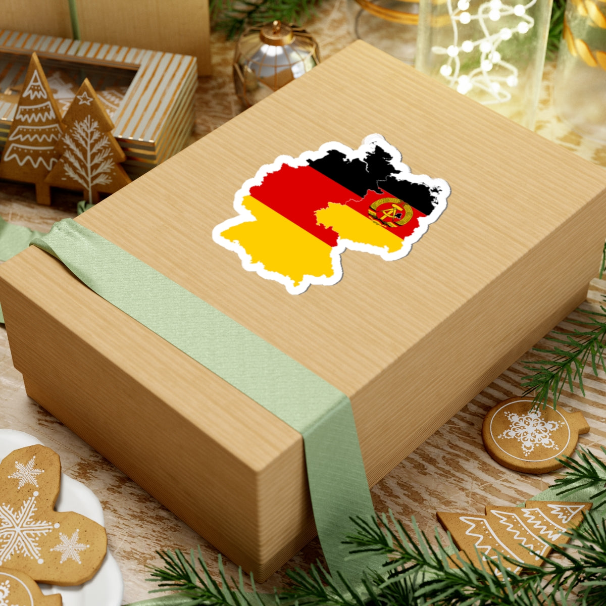 Flag-map of East  West Germany (Germany) STICKER Vinyl Kiss-Cut Decal