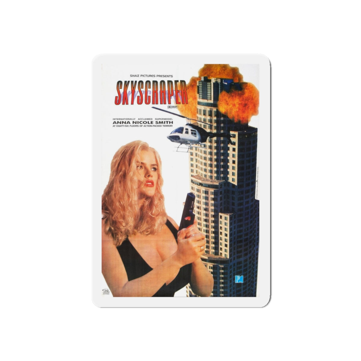 SKYSCRAPER 1996 Movie Poster - Refrigerator Magnet-3" x 3"-Die-Cut-1 pc-The Sticker Space