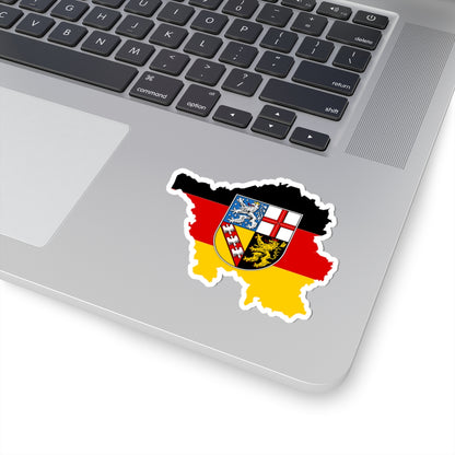 Flag map of Saarland (Germany) STICKER Vinyl Kiss-Cut Decal