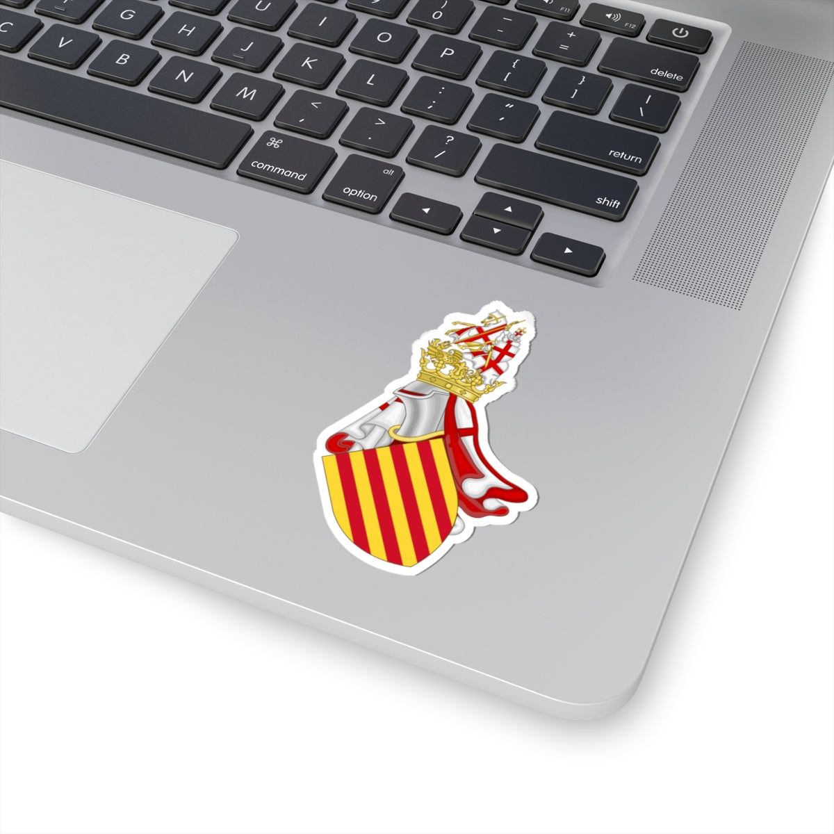 Aragonese Royal Arms with the Crest of the Chivalry of Saint George (Spain) (Coat of Arms) STICKER Vinyl Kiss-Cut Decal