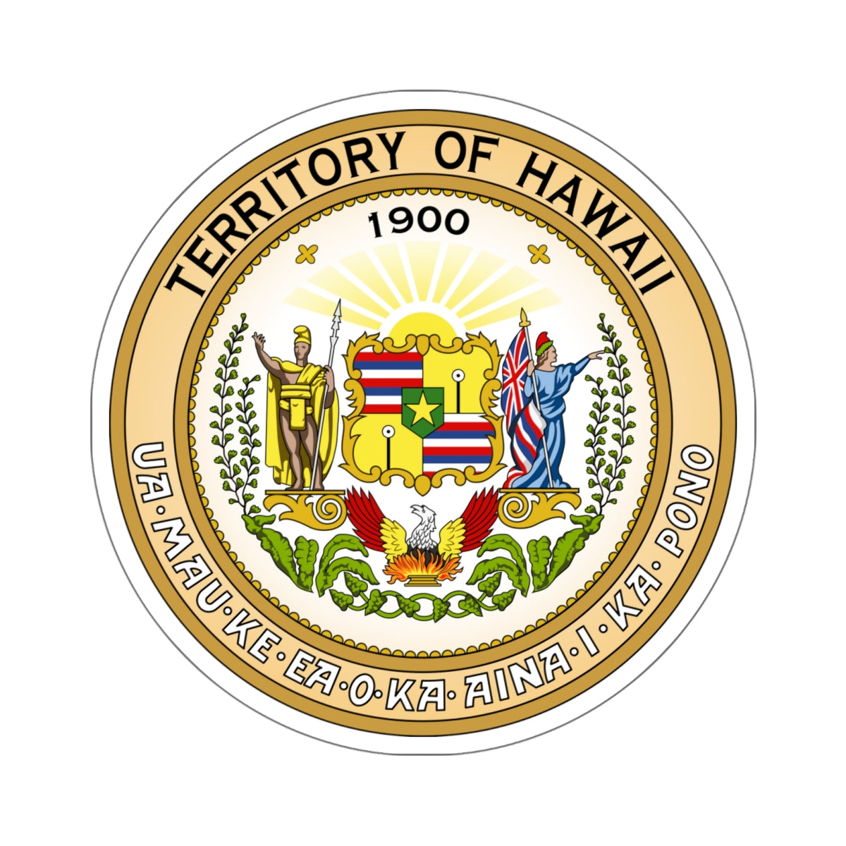 Seal of the Territory of Hawaii - STICKER Vinyl Kiss-Cut Decal