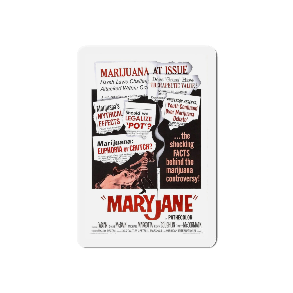 MARYJANE 1968 Movie Poster - Refrigerator Magnet-4" x 4"-Die-Cut-1 pc-The Sticker Space