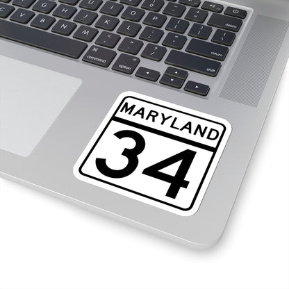 MD Route 34 (Maryland) (Road Sign) STICKER Vinyl Kiss-Cut Decal