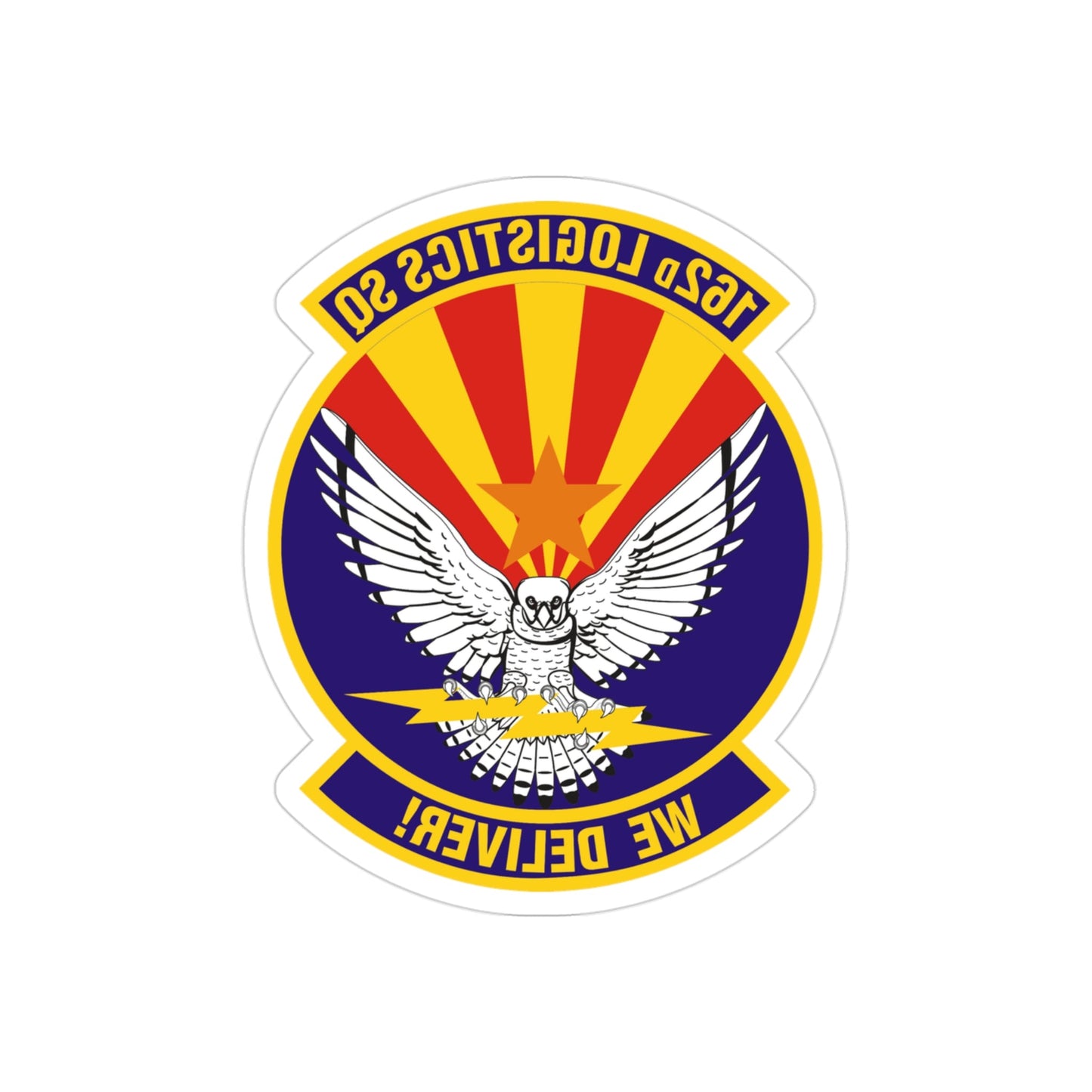 162d Logistics Squadron (U.S. Air Force) REVERSE PRINT Transparent STICKER-3" × 3"-The Sticker Space