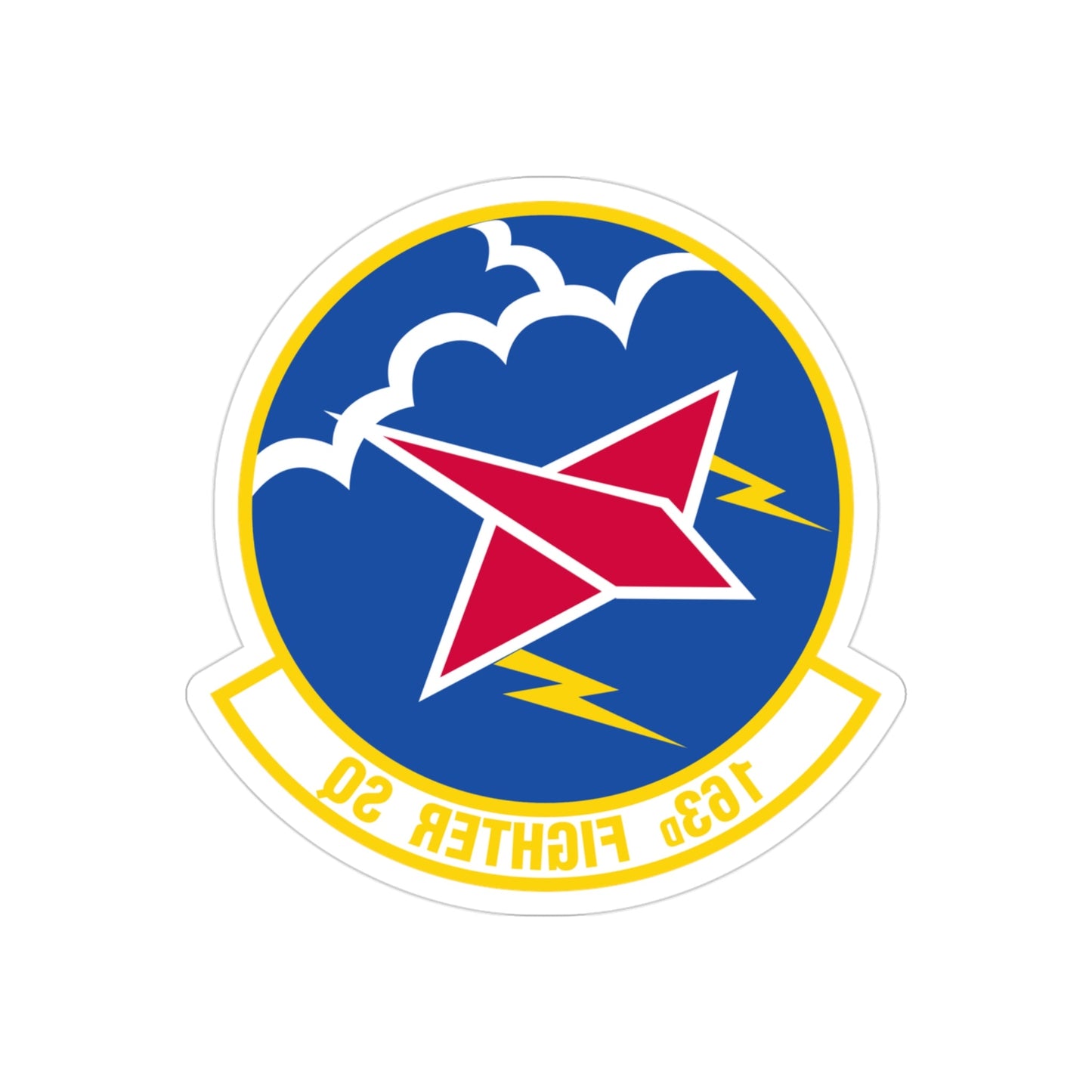 163 Fighter Squadron (U.S. Air Force) REVERSE PRINT Transparent STICKER-3" × 3"-The Sticker Space