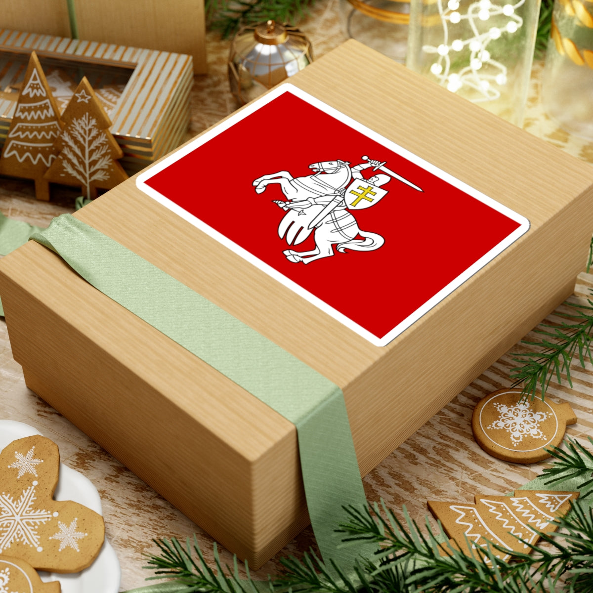 Banner of arms of Belarus 1991-1995 3-2 (Belarus) (Coat of Arms) STICKER Vinyl Kiss-Cut Decal