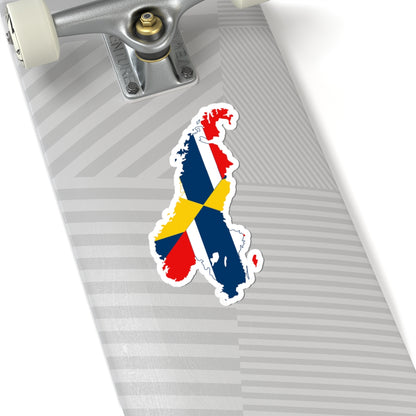 Flag-map of Sweden-Norway (Norway) STICKER Vinyl Kiss-Cut Decal