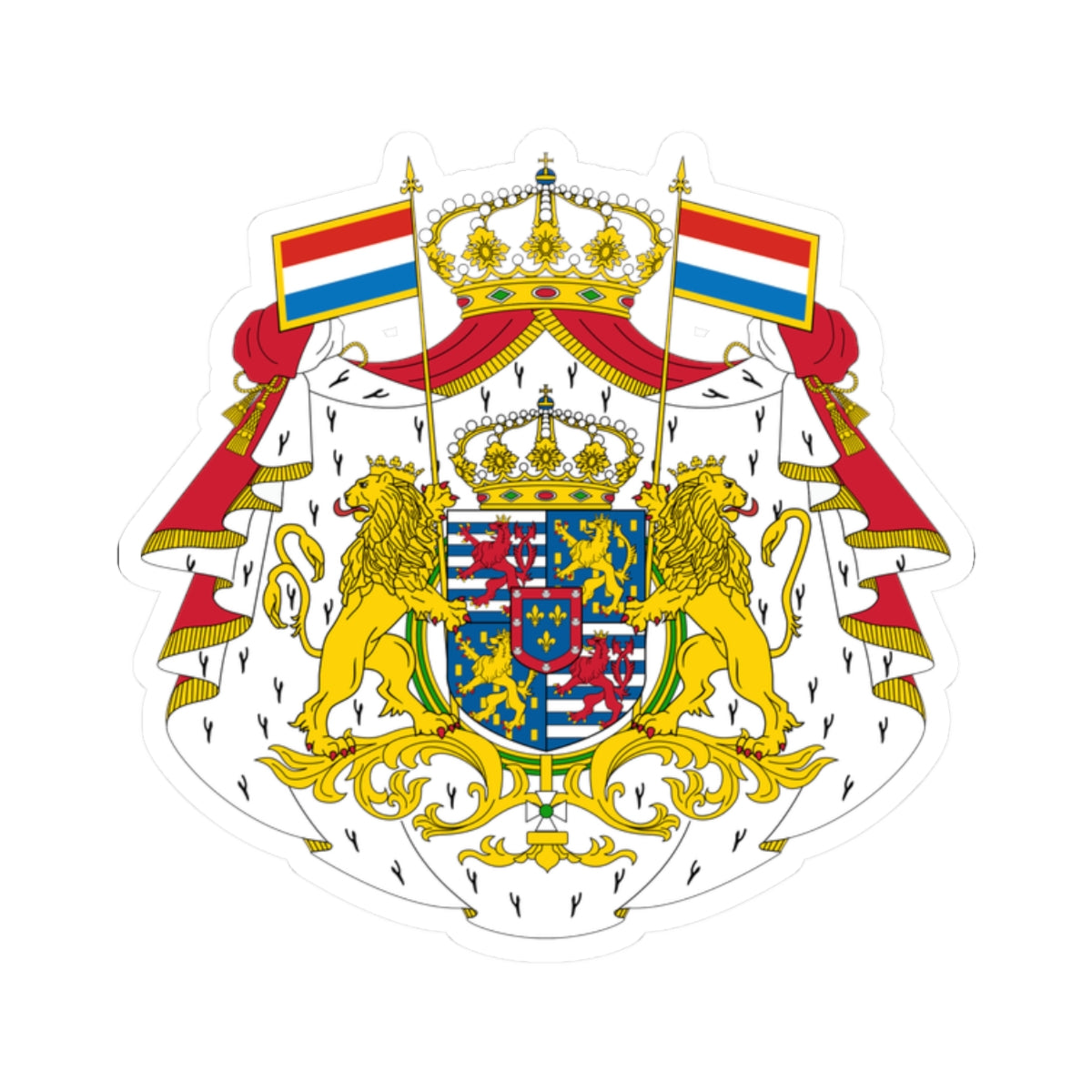 Armoiries Luxembourg Bourbon avec ornements 2 (Spain) (Coat of Arms) STICKER Vinyl Kiss-Cut Decal