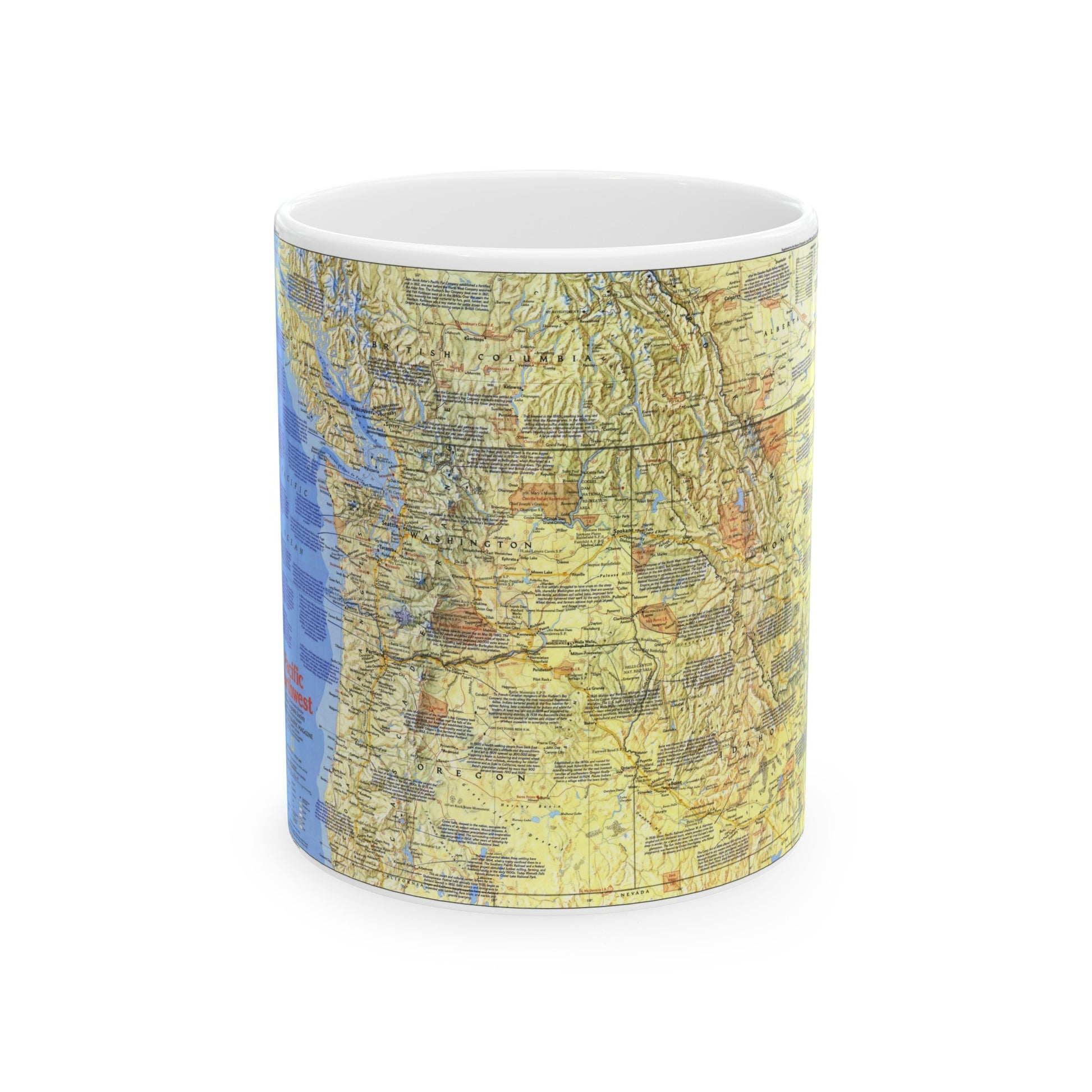 USA - Pacific Northwest 1 (1986) (Map) White Coffee Mug-11oz-The Sticker Space