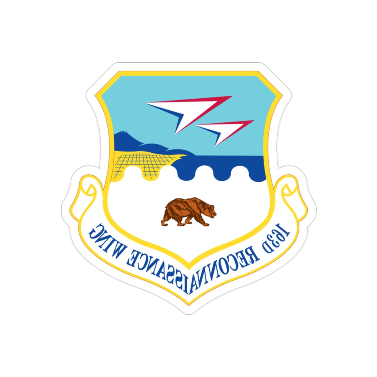 163d Attack Wing (U.S. Air Force) REVERSE PRINT Transparent STICKER-2" × 2"-The Sticker Space