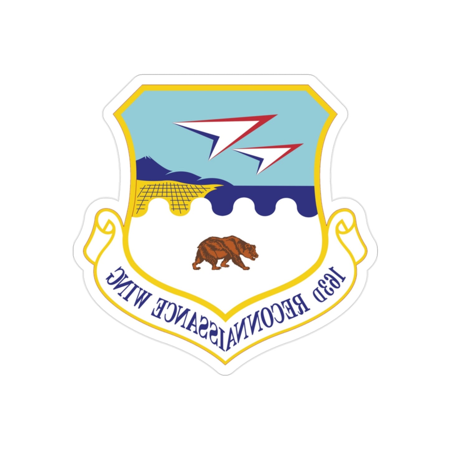 163d Reconnaissance Wing (U.S. Air Force) REVERSE PRINT Transparent STICKER-2" × 2"-The Sticker Space