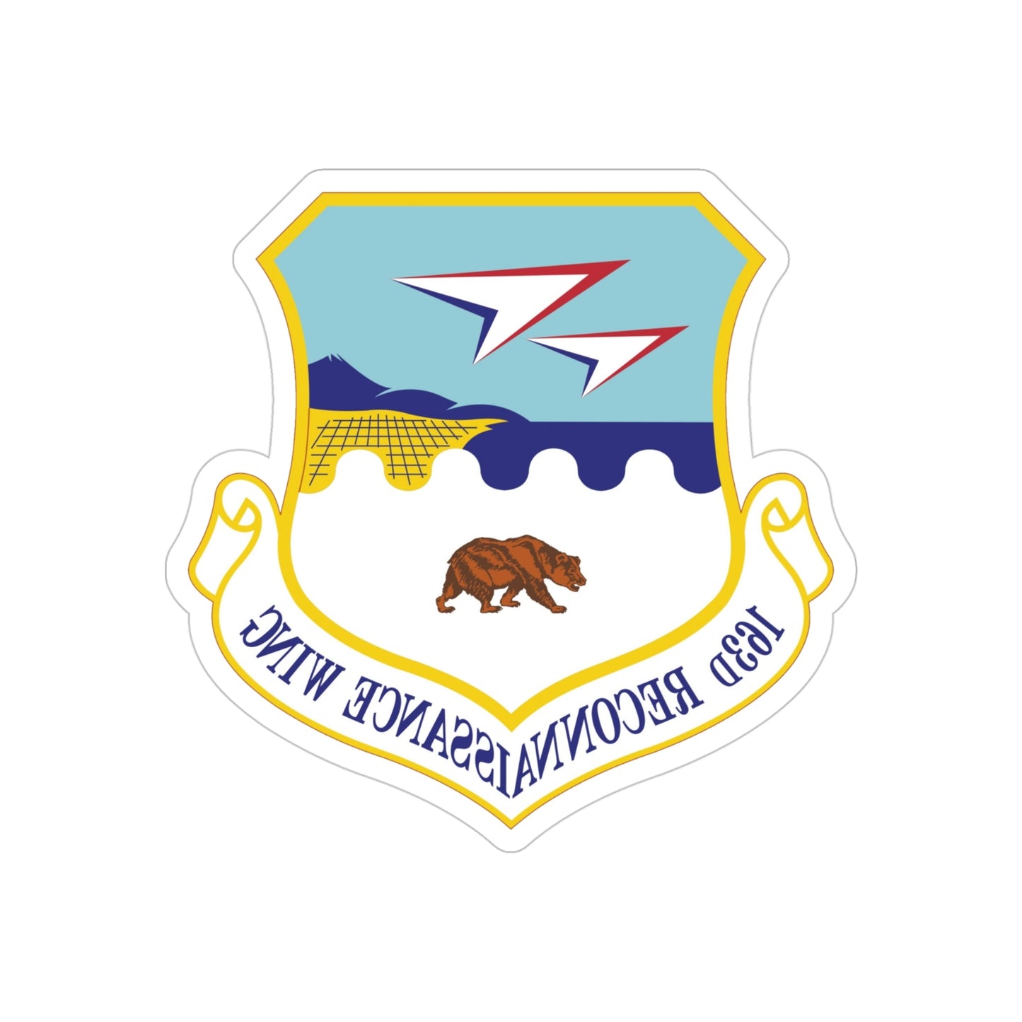 163d Reconnaissance Wing (U.S. Air Force) REVERSE PRINT Transparent STICKER-4" × 4"-The Sticker Space