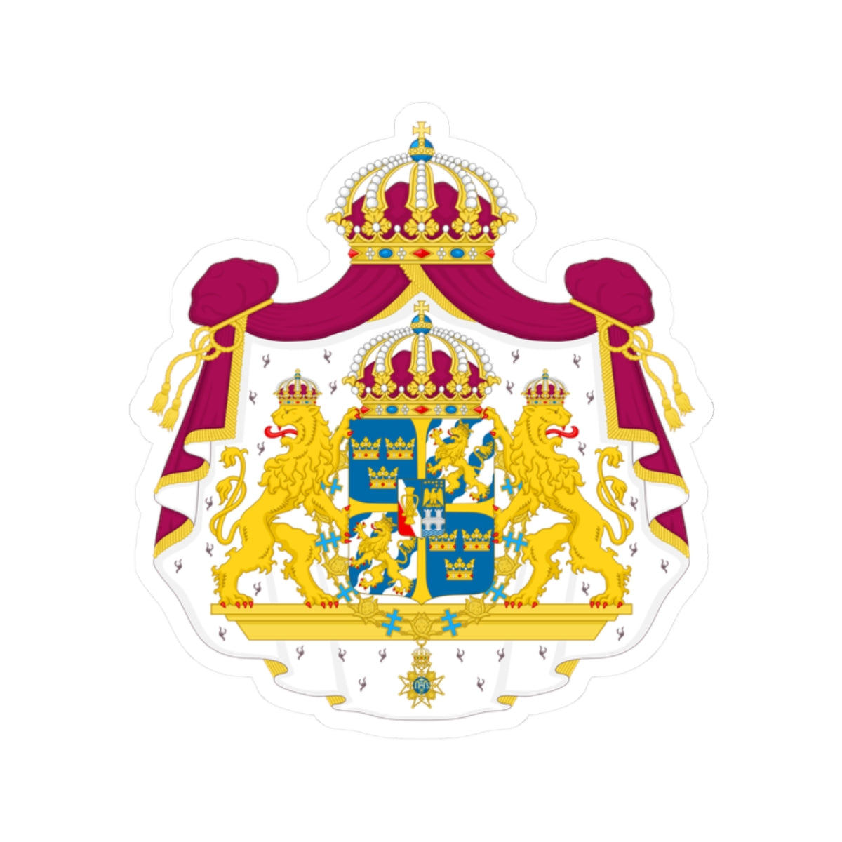 Great coat of arms of Sweden - STICKER Vinyl Kiss-Cut Decal